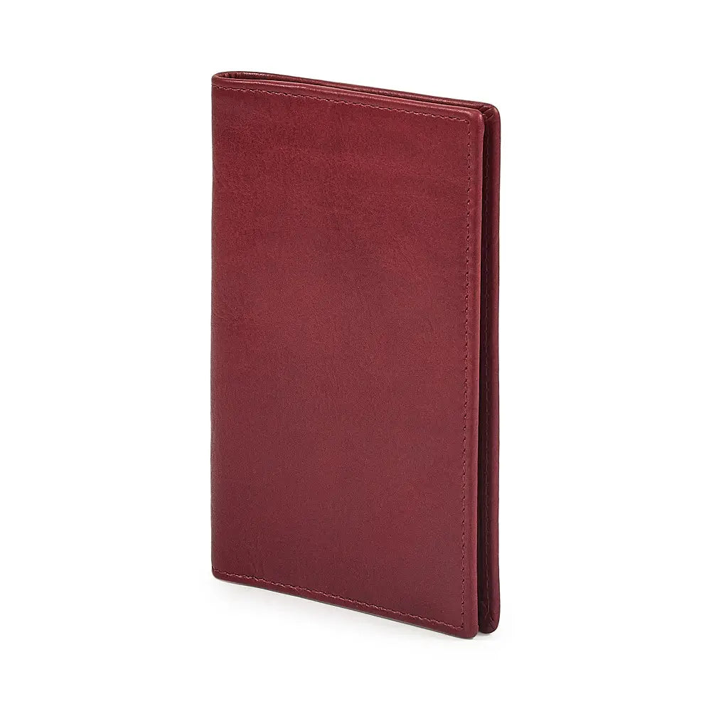 Bordeaux leather passport holder on a white background