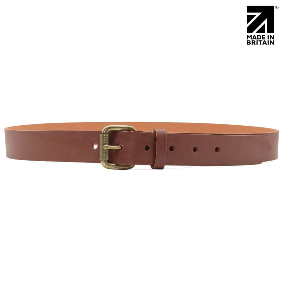 Made in Britain Full Grain leather belt for men in a tan colour 