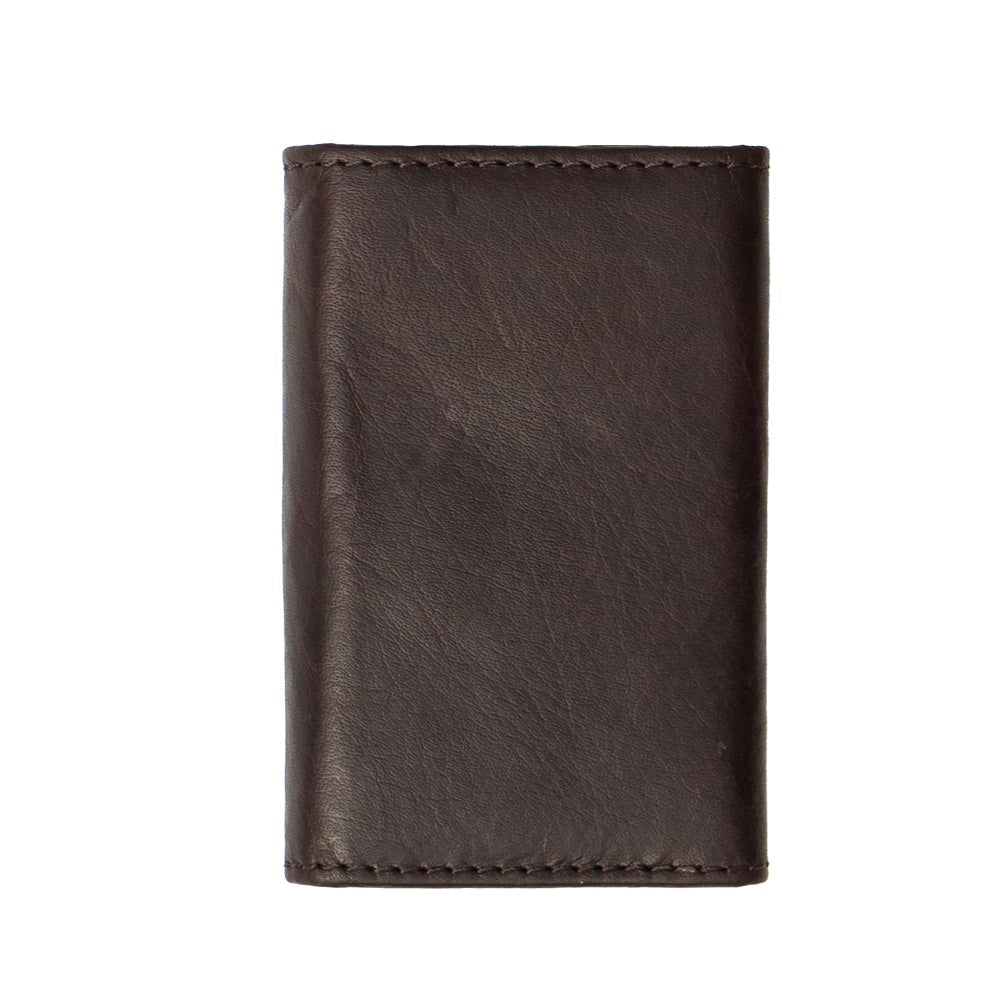 Back view of Brown leather key chain on a white background