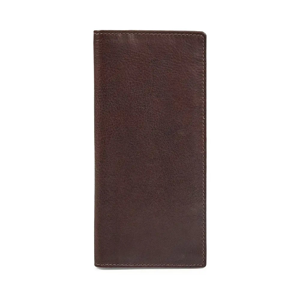 Front view of Brown leather wallet on a white background