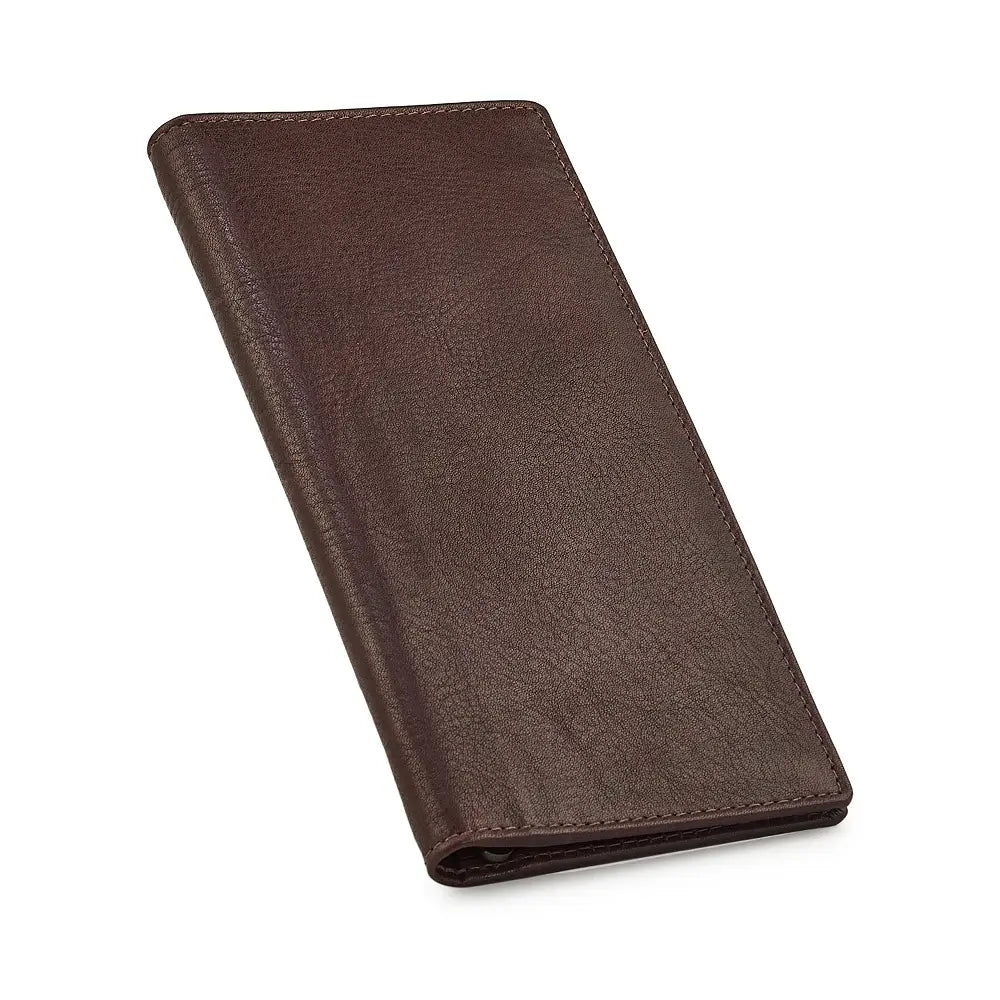 Top view of Brown leather wallet on a white background