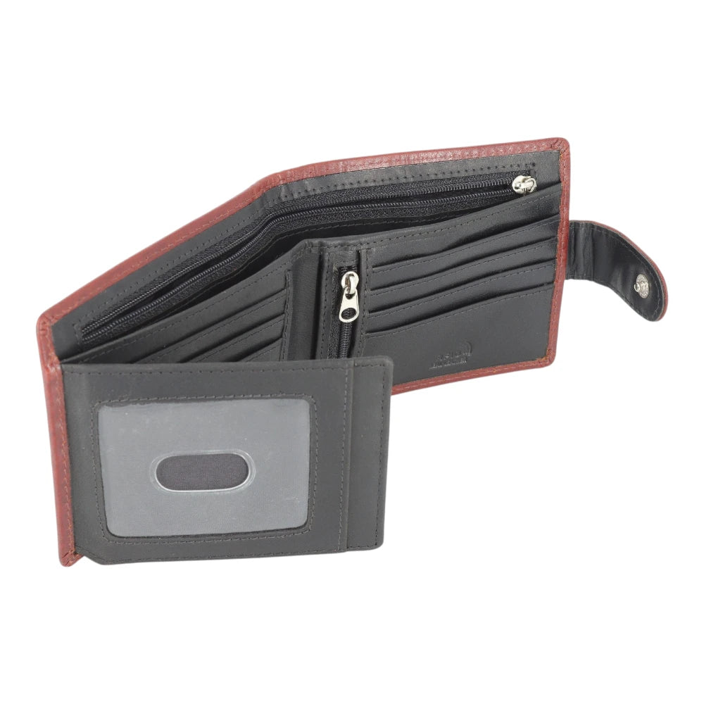 Inside view of Brown leather wallet  on a white background