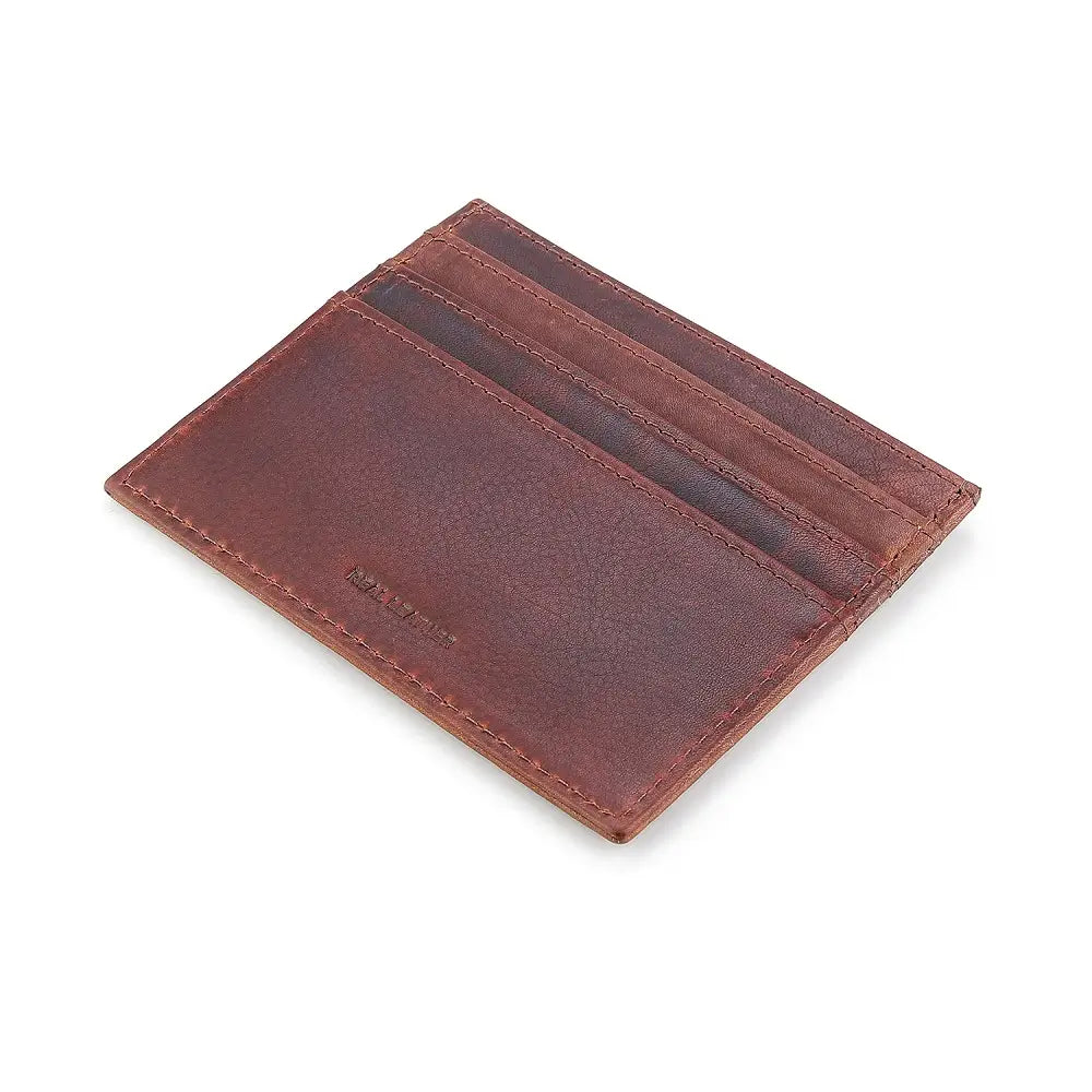 Brown leather cardholder on a white background