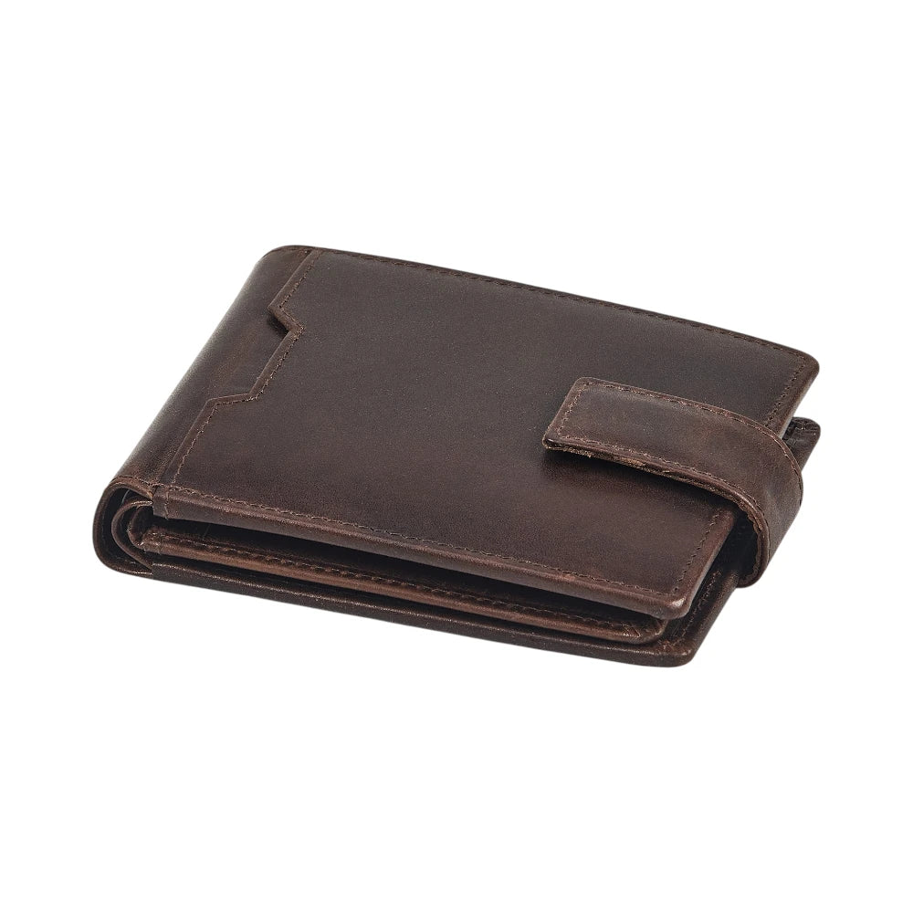 Top View of  Brown leather wallet on a white background