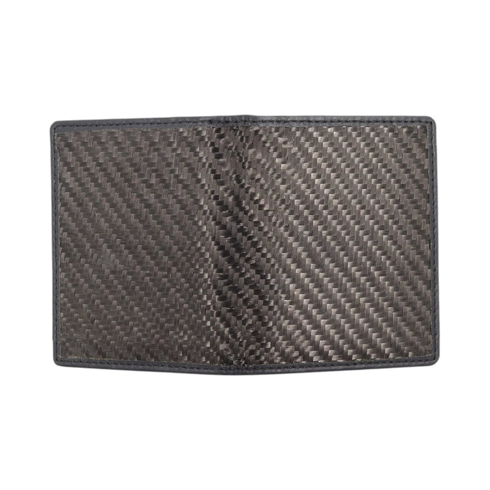 Carbon fiber patterned wallet on a white background