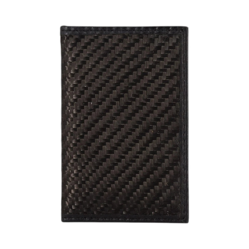 Carbon fiber patterned Black cardholder on a white background