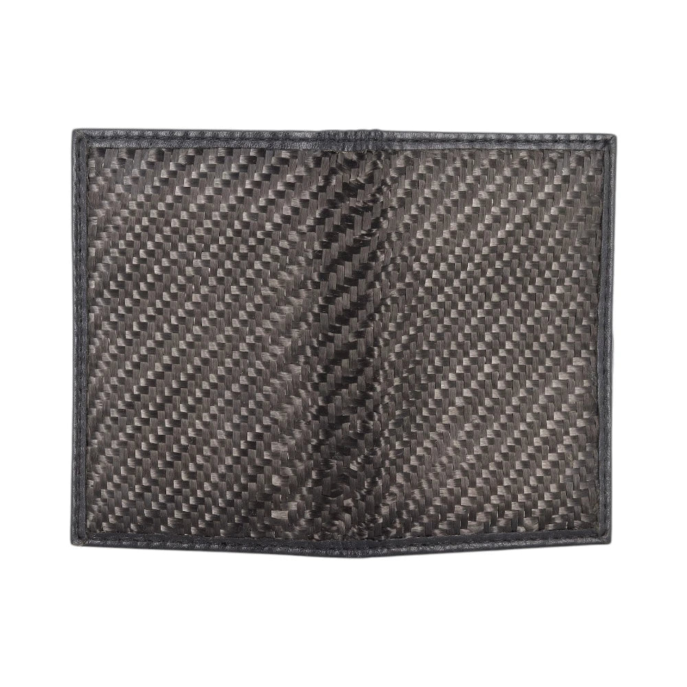 Carbon fiber patterned wallet on a white background