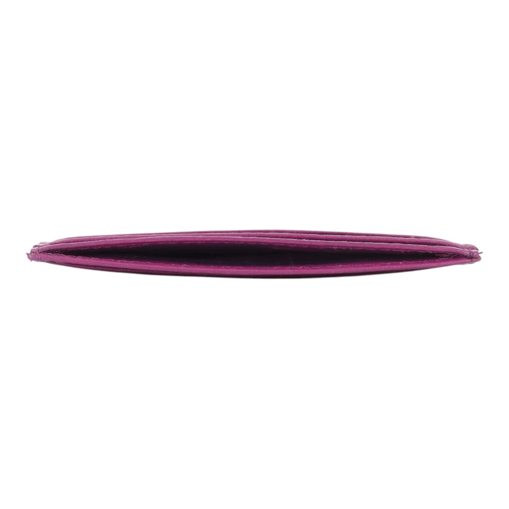 Fuchsia leather cardholder on a white background