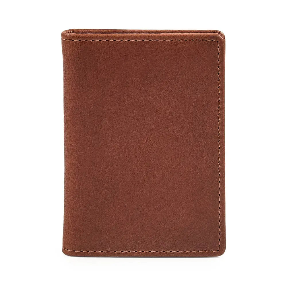 Front view of Chestnut  leather card holder on a white background