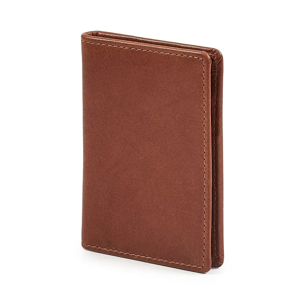 Chestnut leather card holder on a white background