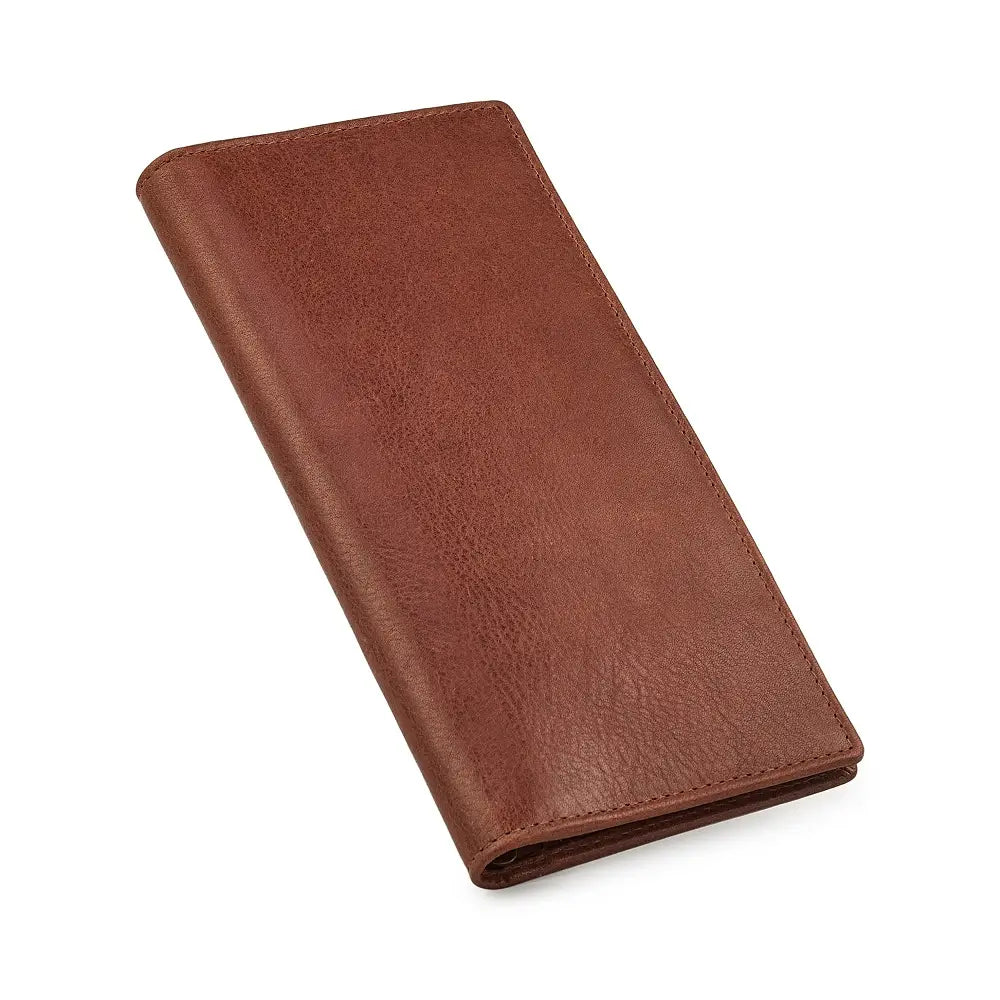 Chestnut leather wallet on a white background