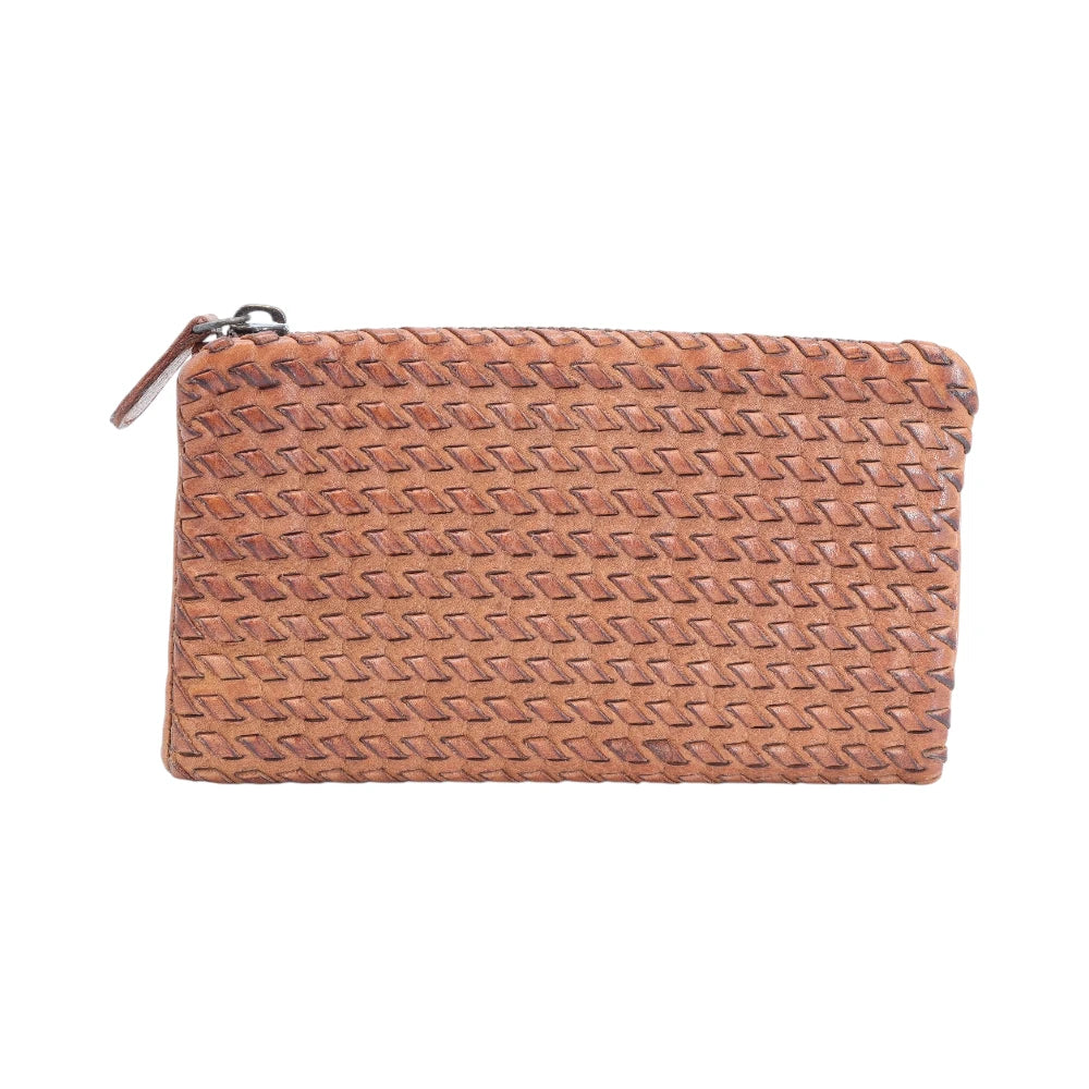 Brown leather purse  on a white background
