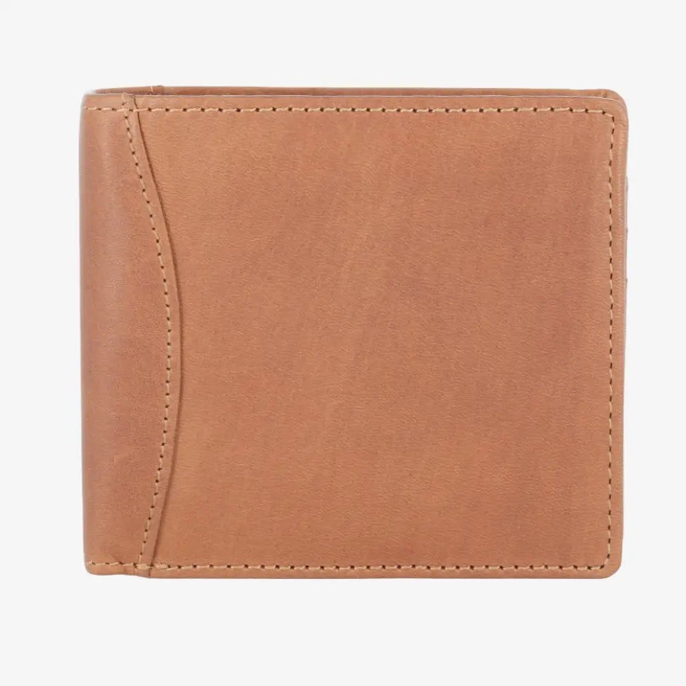 Cognac leather wallet on a white background