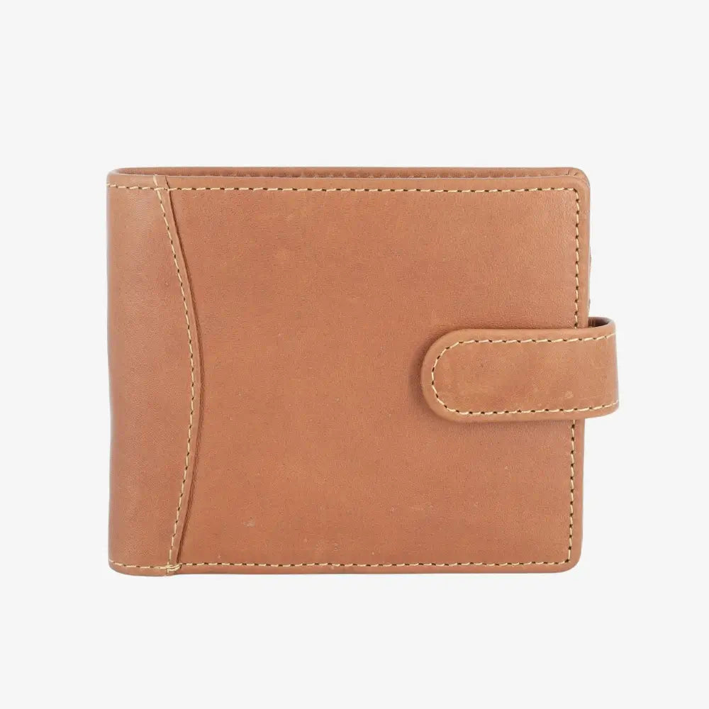 Cognac leather wallet on a white background