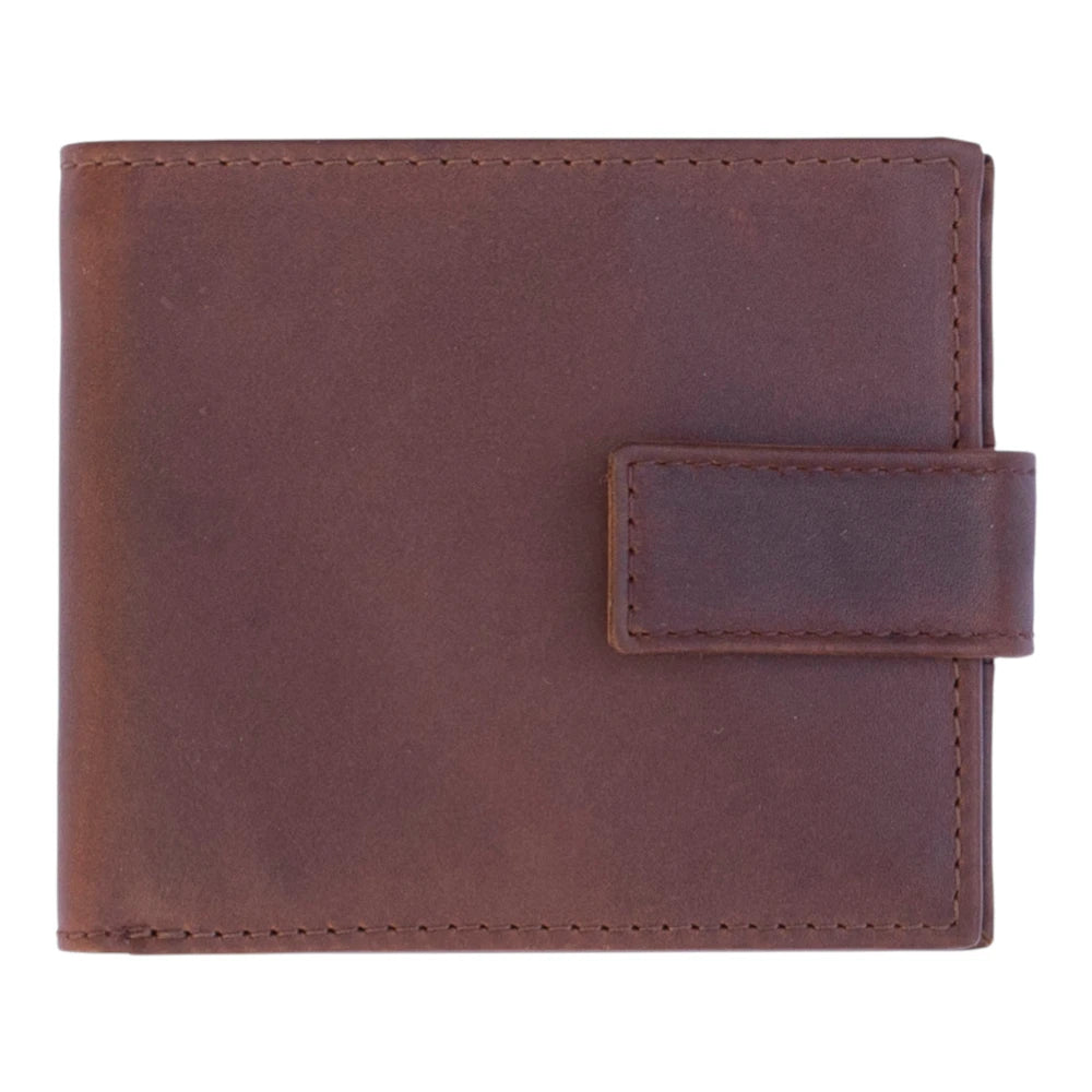 Cognac leather wallet on a white background