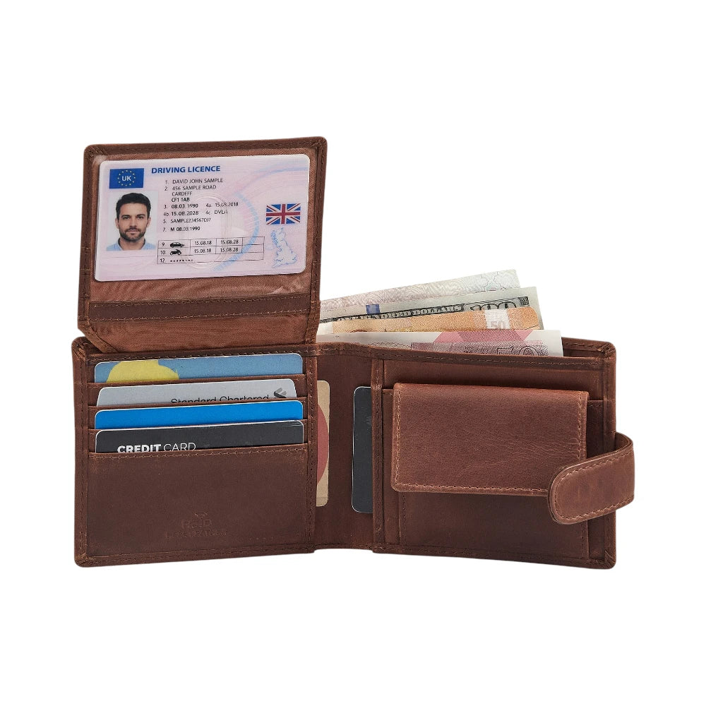 Cognac premium leather wallet with coin pocket 