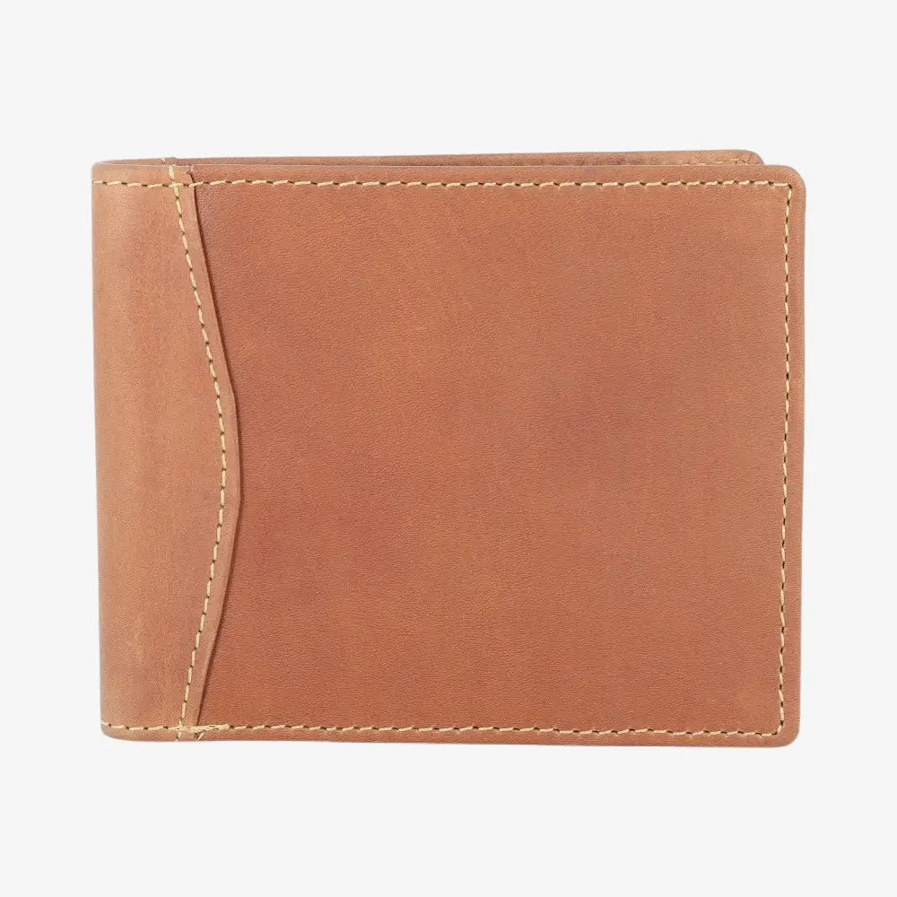 Cognac leather wallet on a white background