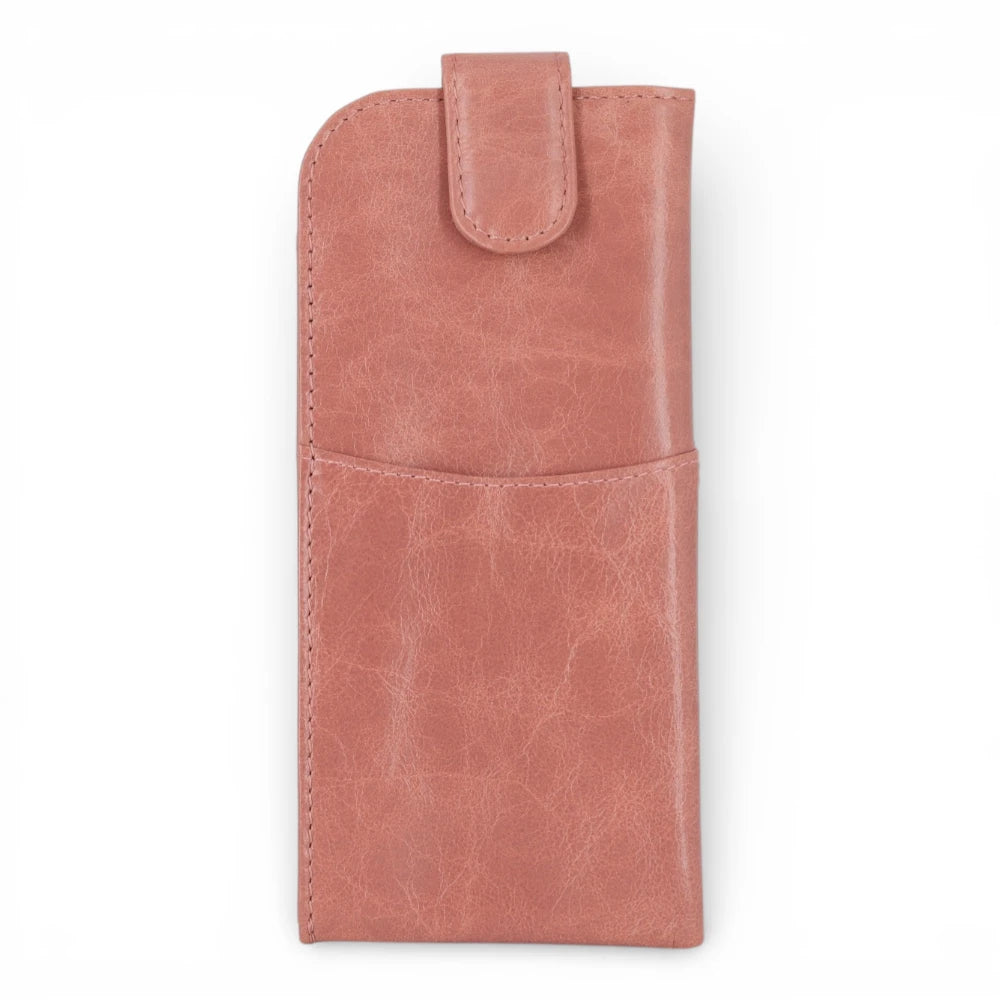 Cognac Spectacle phone case with a strap on a white background