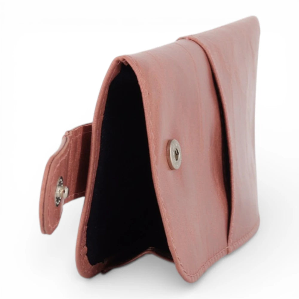 Cognac Spectacle case with a button on a white background