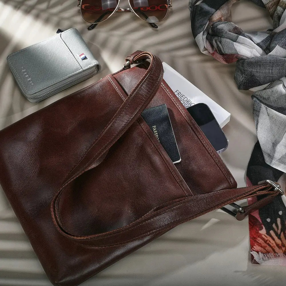 Large Leather Cross Body Bag for Women | Real Leather Crossbody Bag | Velura - 2561