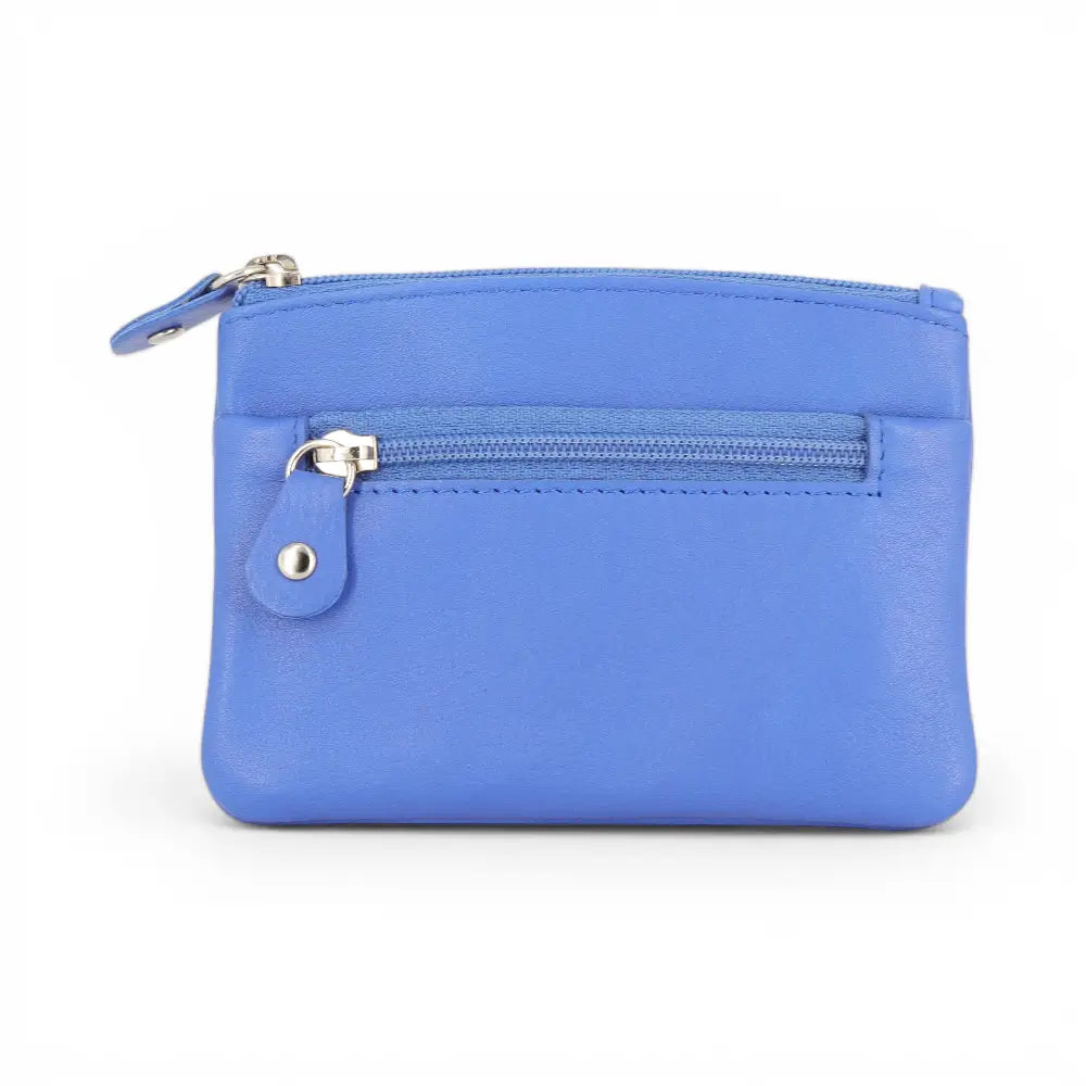 CornBlue pouch with a zipper on a white background