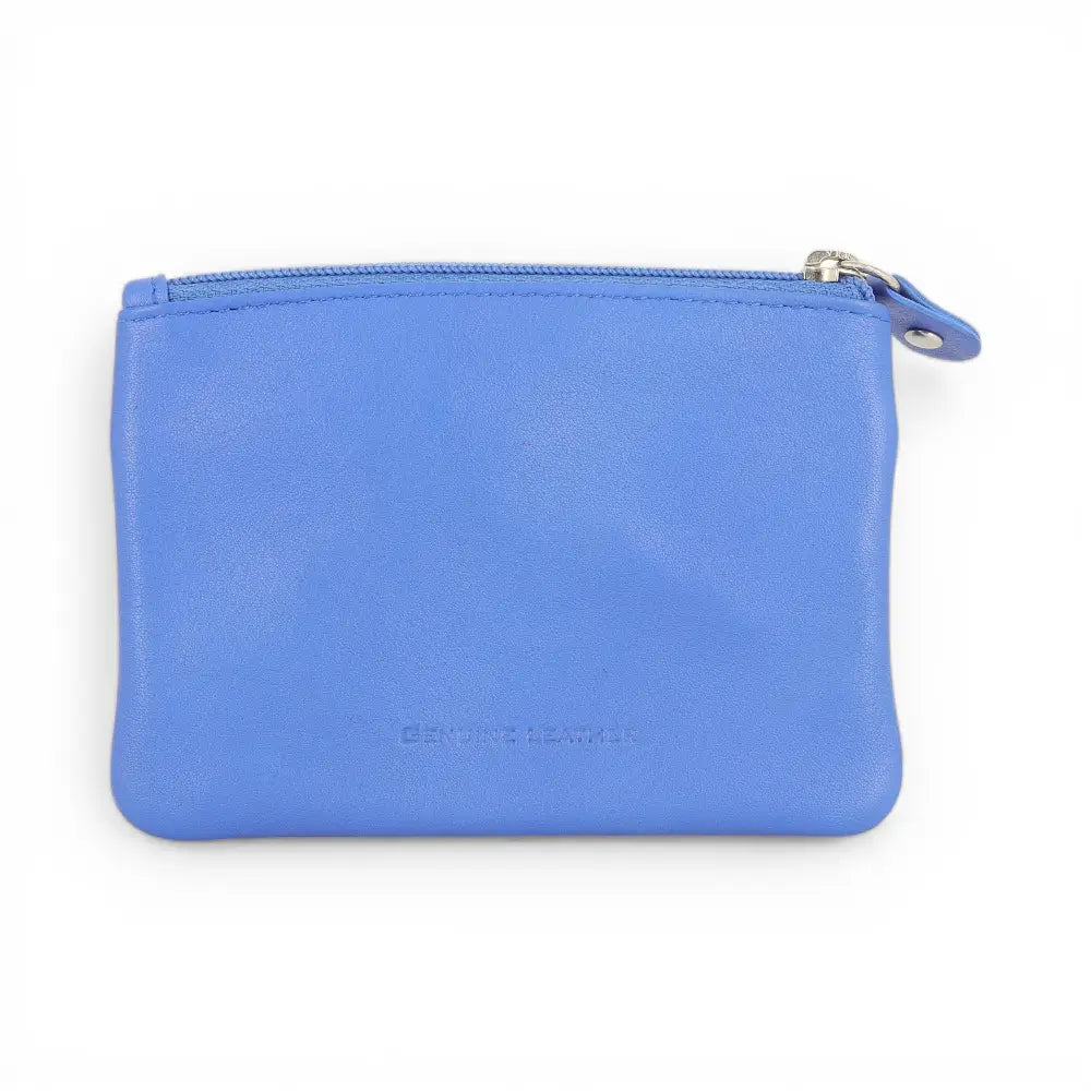 CornBlue pouch with a zipper on a white background