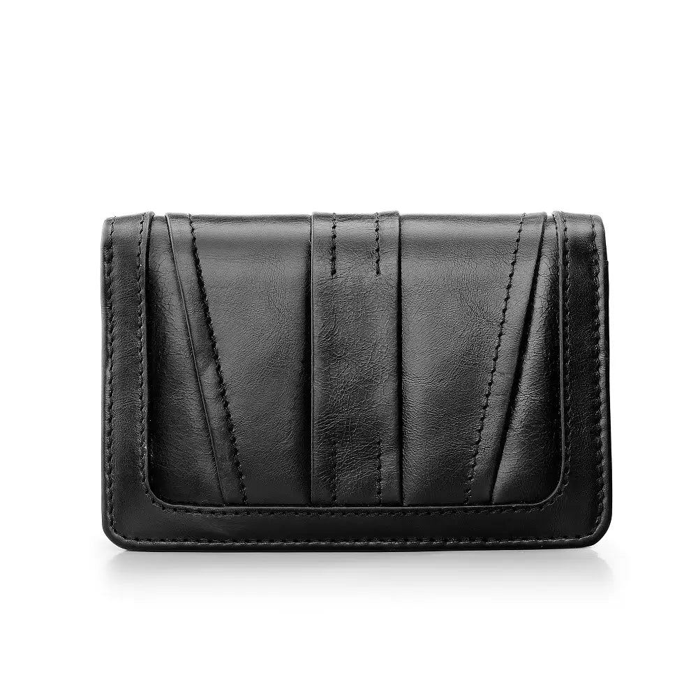 Black leather purse on a white background