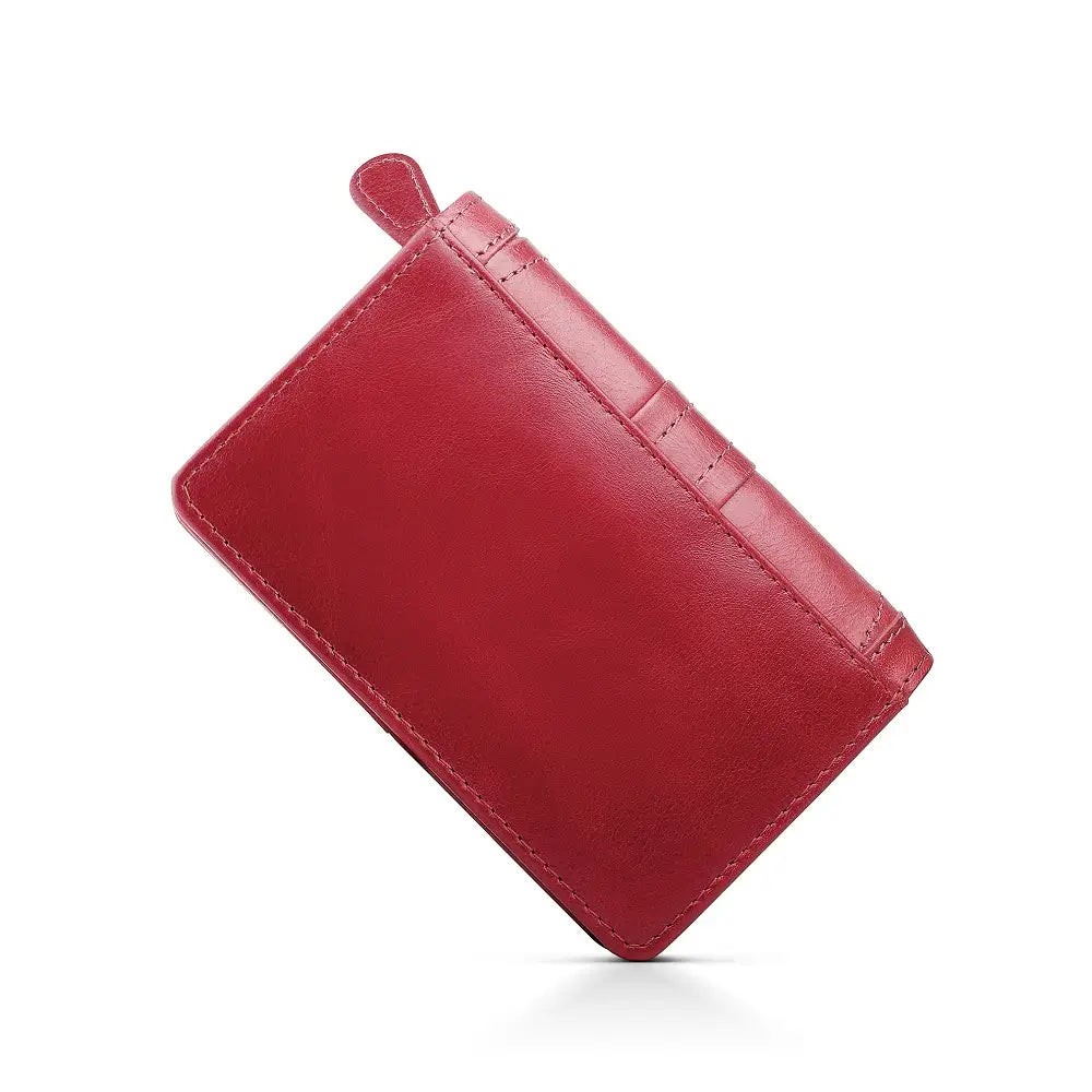 Red leather wallet on a white background