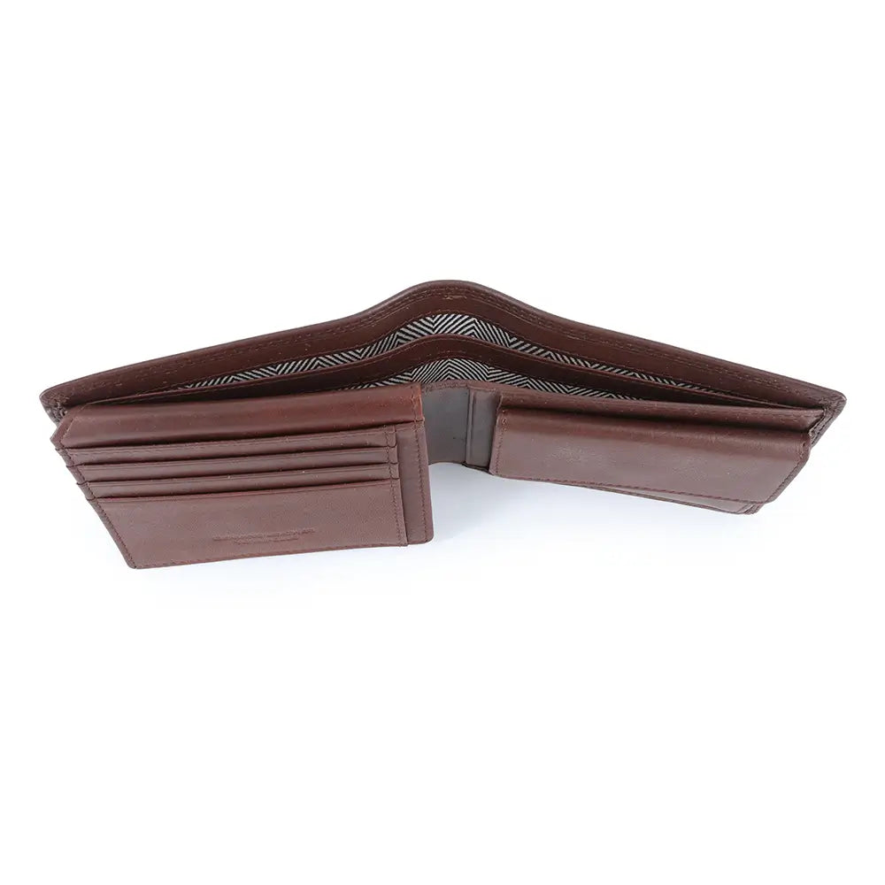 Dark Brown leather wallet on a white background