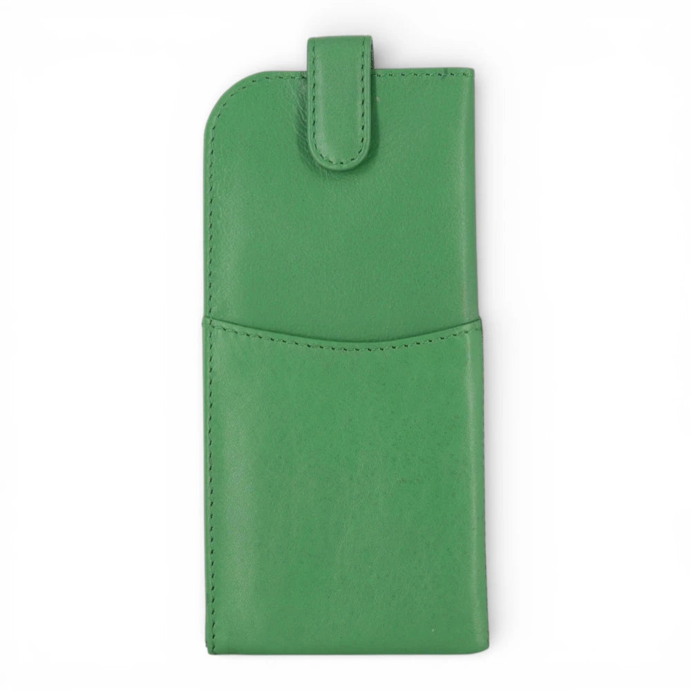 Dark Green Spectacle Case with a pocket on a white background