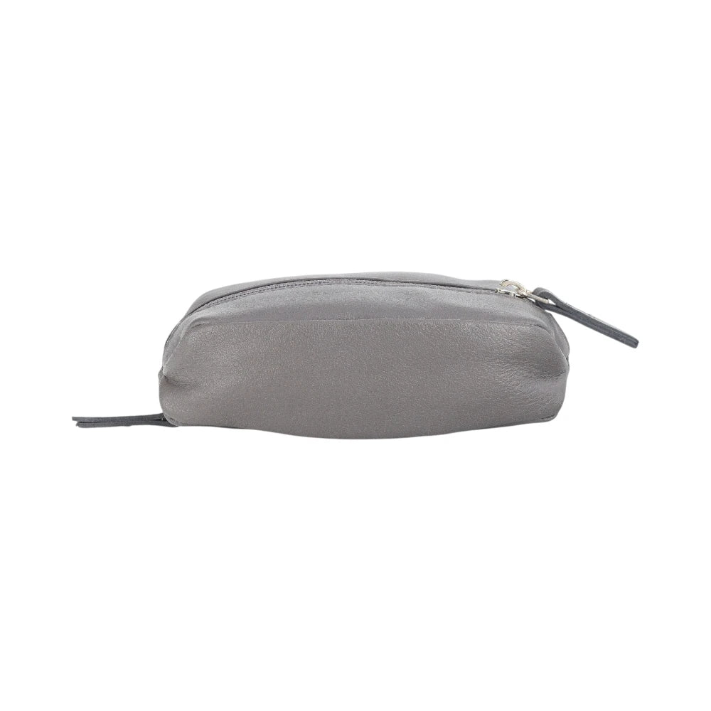 Slate leather key pouch on a white background