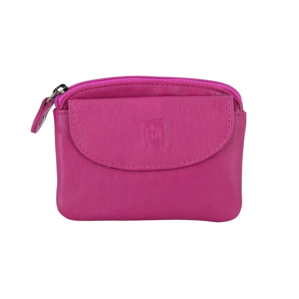 Fuchsia zippered pouch on a white background