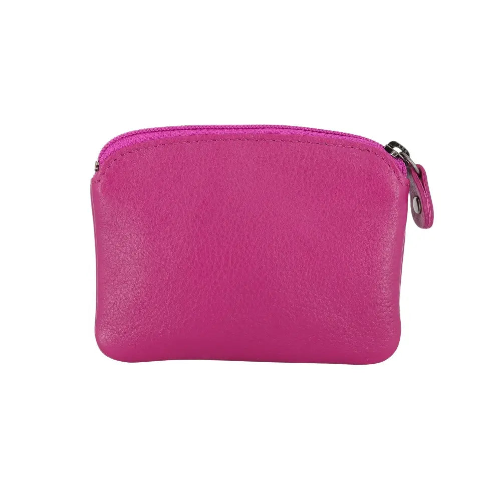Fuchsia  leather coin purse on a white background