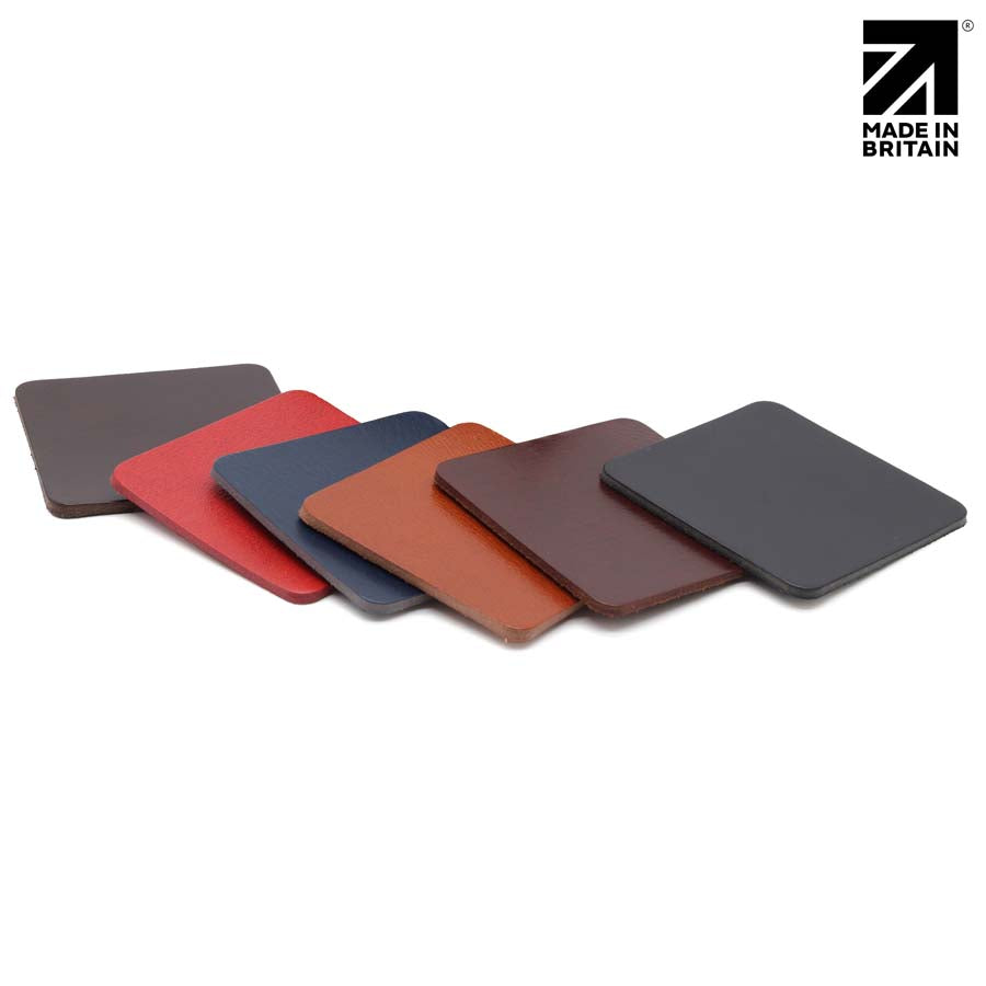 Full Grain Leather Coaster Set - Premium Square Leather Coasters - MIB4830S