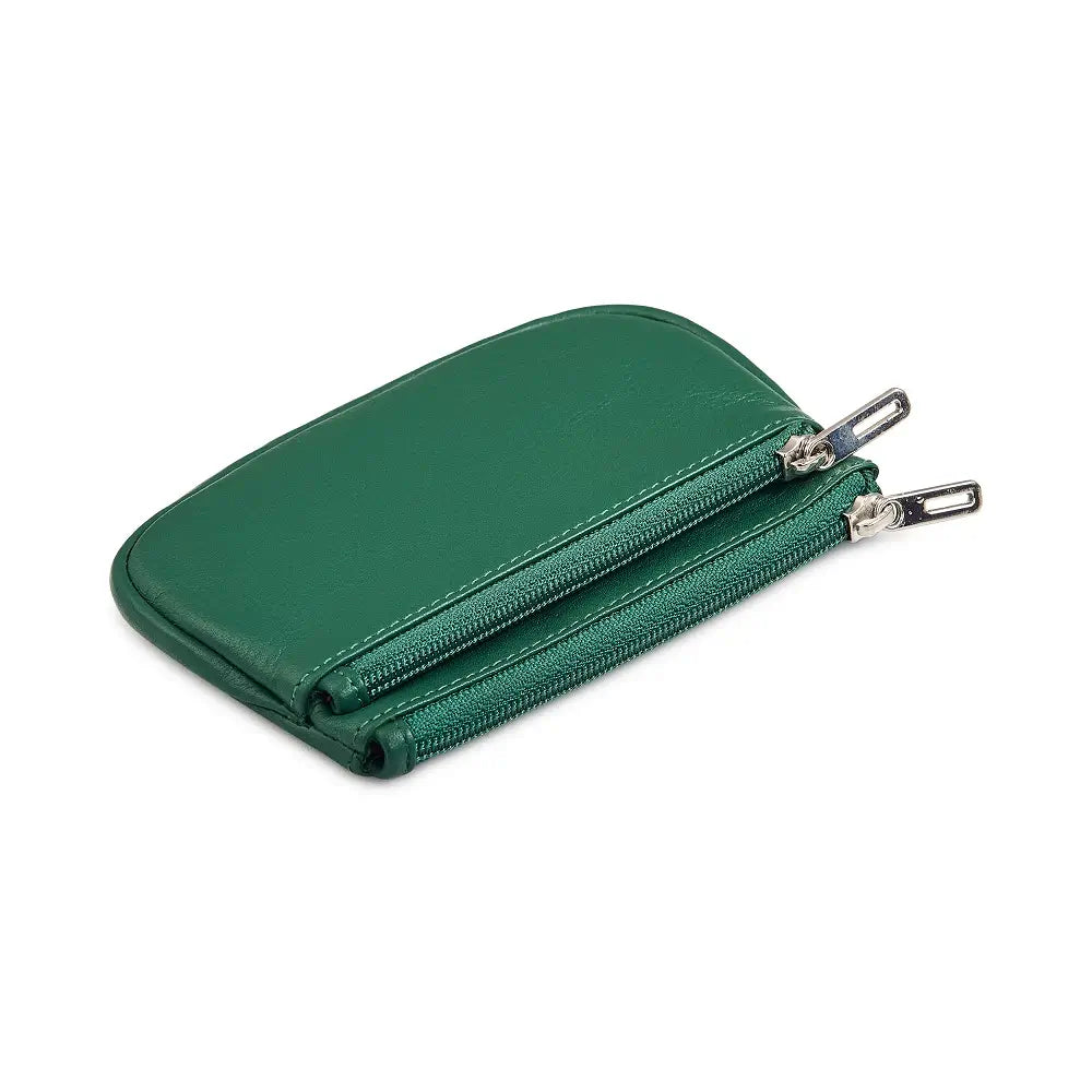 Women's compact green leather purse