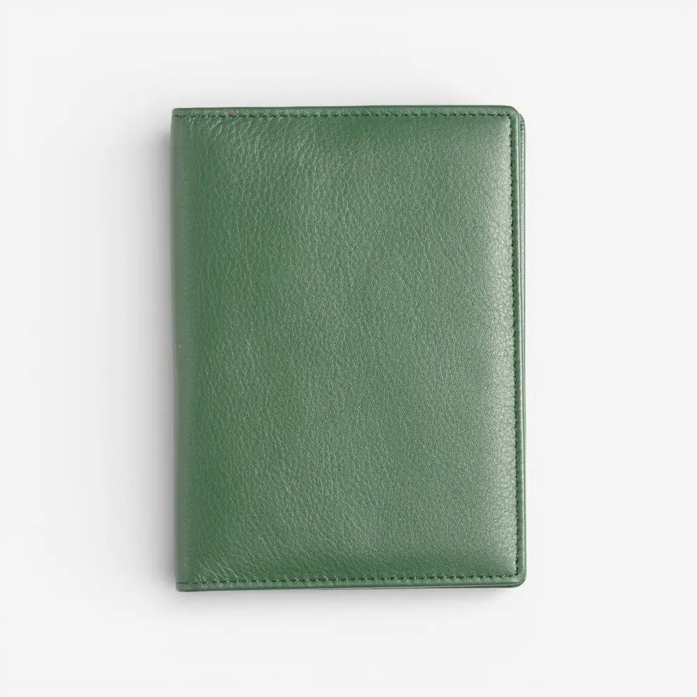 Green leather wallet on a white background