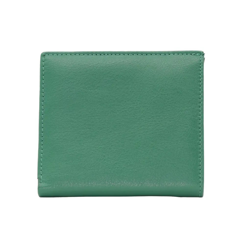 Back view of Green leather wallet on a white background
