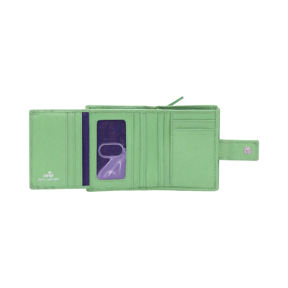 Green Purse with a card holder on a white background