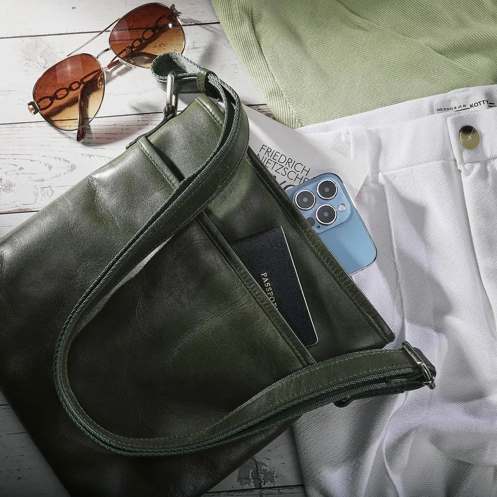 Large Leather Cross Body Bag for Women | Real Leather Crossbody Bag | Velura - 2561