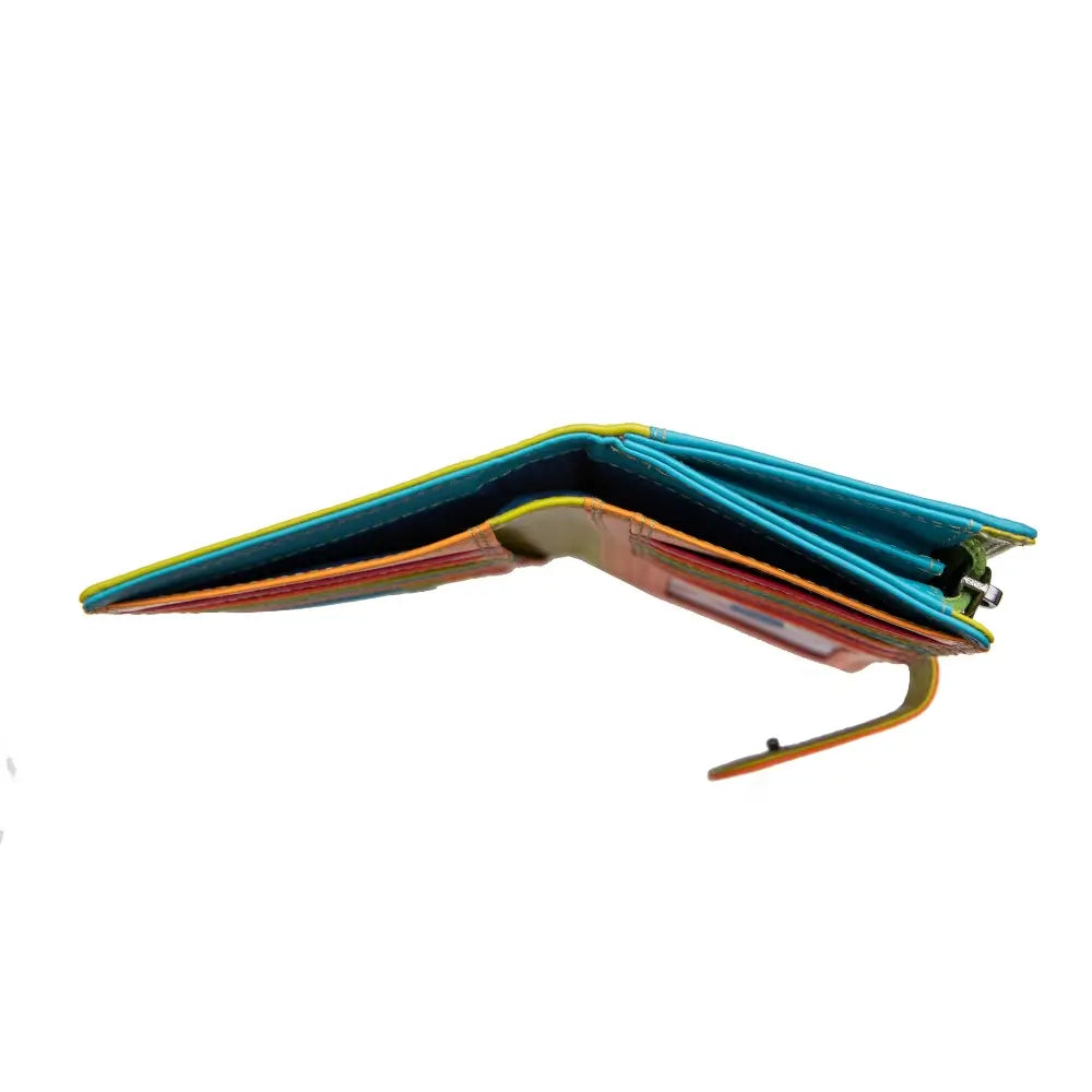 Top view of Green wallet on a white background