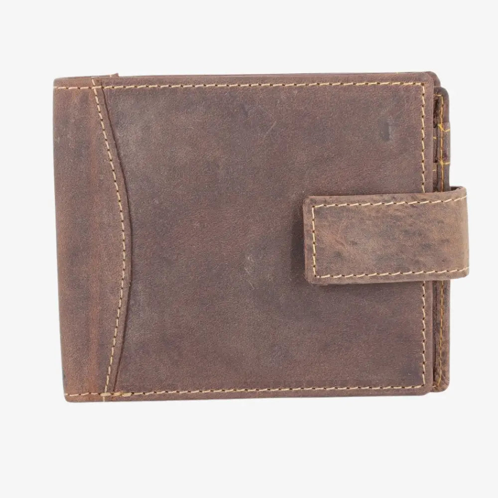 Front view of Hunter Brown leather wallet on a white background