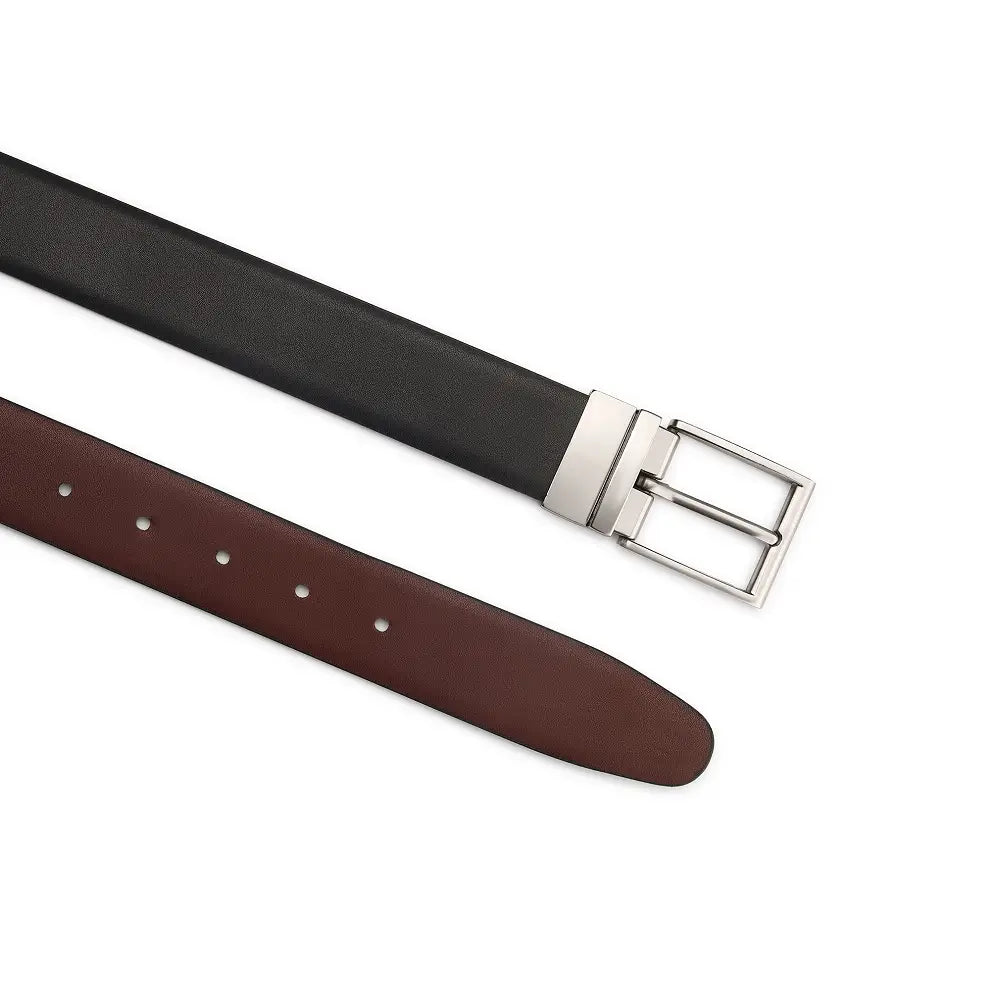 Front view of Large Reversable Leather Belt on a white background