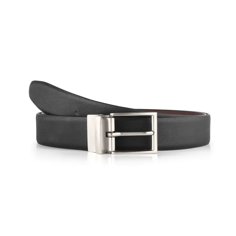 Front view of Large Reversable Leather Belt on a white background