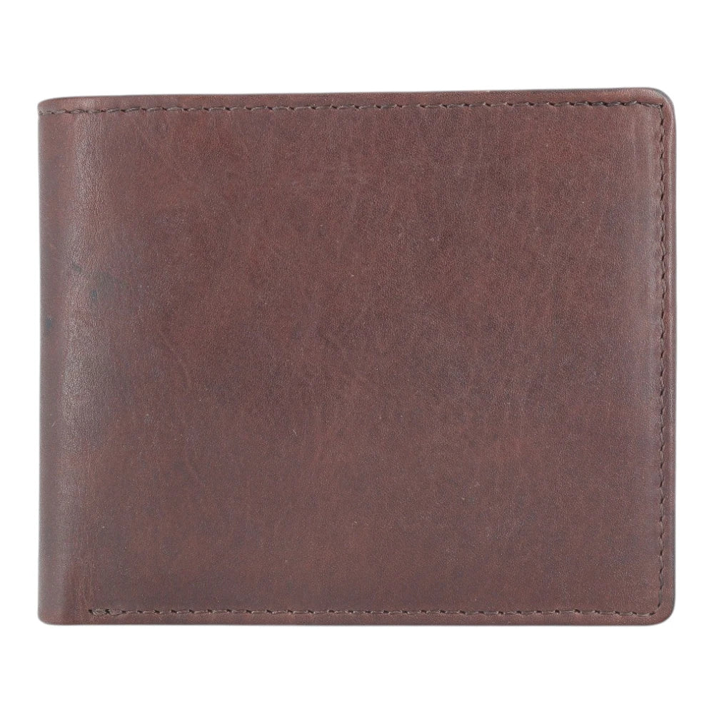 Front view of Brown leather wallet on a white background