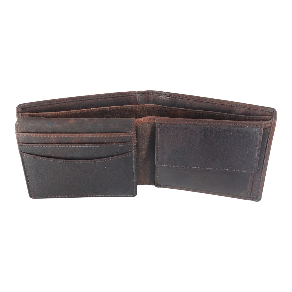 Brown leather wallet on a white background