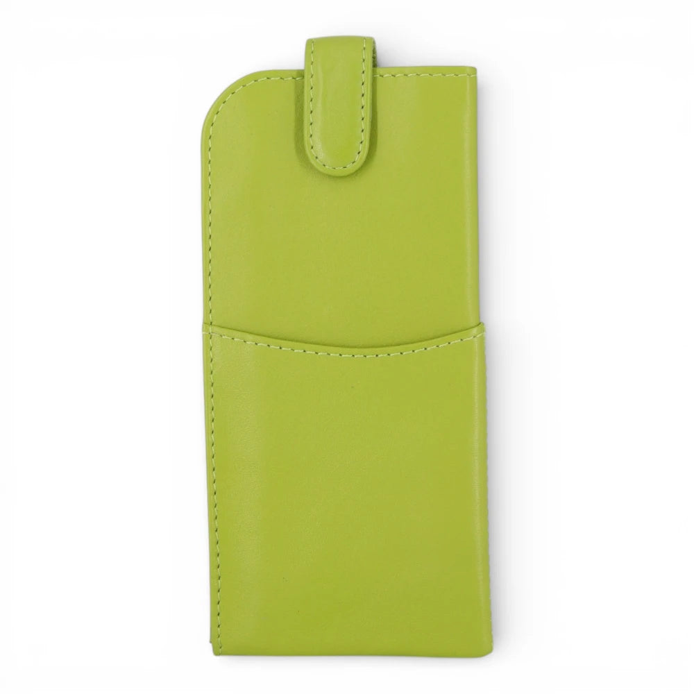 Light Green Spectacle Case with a pocket on a white background