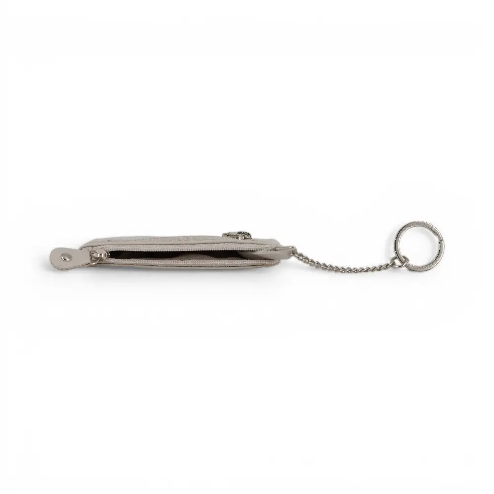 Light gray keychain pouch on a white background