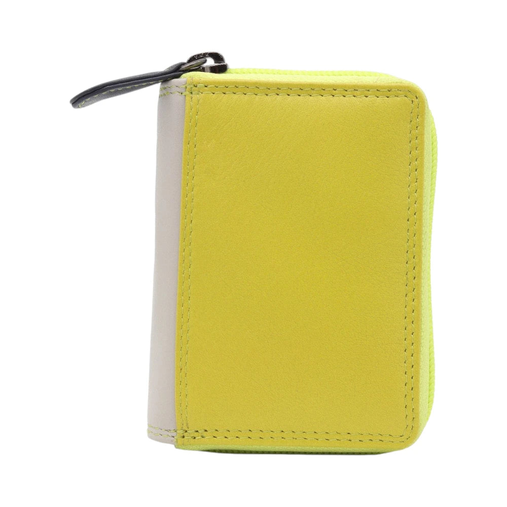 Lime wallet with a white interior on a white background