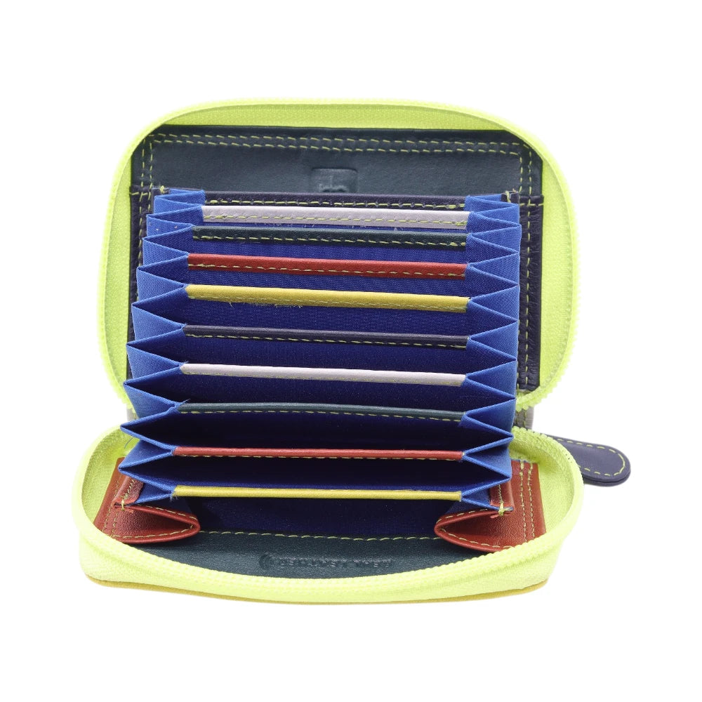 Lime Card holder with multiple card slots on a white background