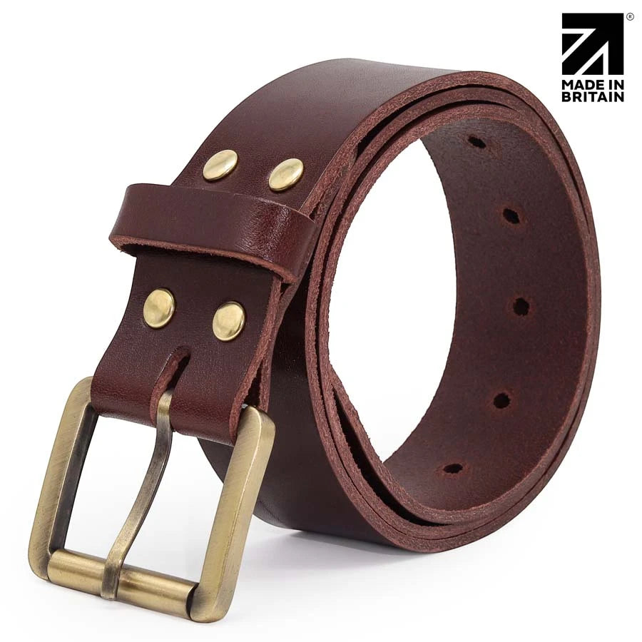 MIB 40mm men's leather belt crafted from Full Grain Italian Leather with a
brass roller buckle